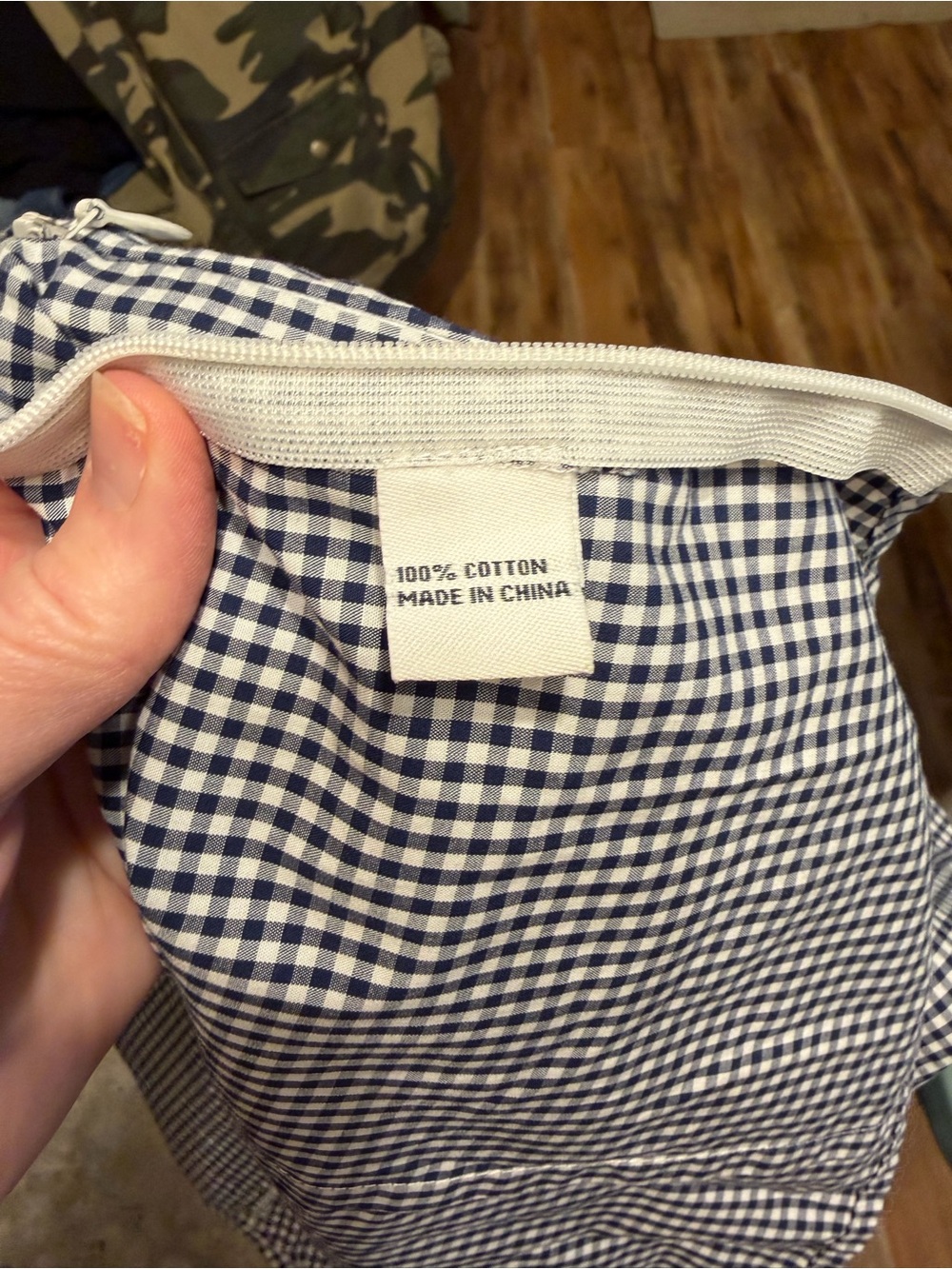 Elizabeth McKay Navy & White Gingham Ruffle V-Neck Blouse - Picture 6 of 8